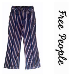 Free People Striped High Rise Wide Leg Trousers 6